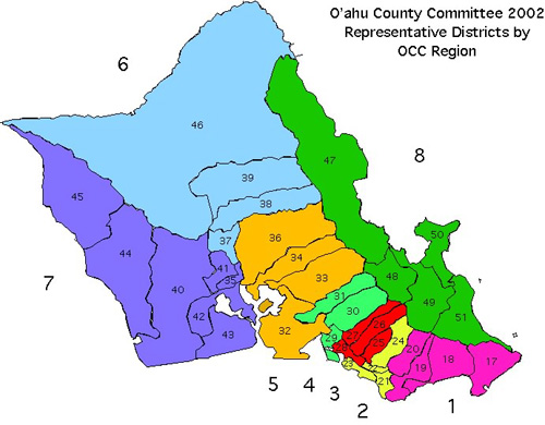 district and region map of O'ahu 
